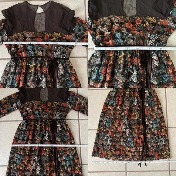 Authentic 1960s Vintage Mignon Paris New York Brand Floral Embroidered Dress - Picture 4 of 8